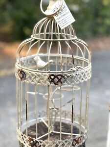 Rustic Birdcage Decor Metal Candle Holder w/bird Hanging/Table Top By Regal Art