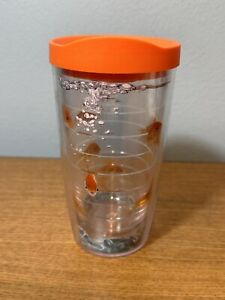 Tervis Goldfish Tumbler Clear with Orange Lid 16 oz Funny Fish Bubbles