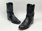 Justin 3172 Boots Mens 10.5 Black Exotic Roper Smooth Ostrich Western Adult