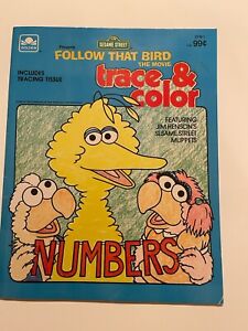 Vintage Sesame Street Trace & Color Coloring Book Follow That Bird Movie 1985