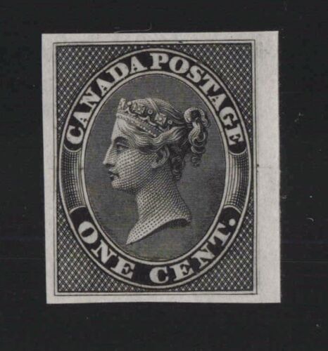 Canada Sc #14TCi (1859-67) 1c black Victoria Plate Proof on India