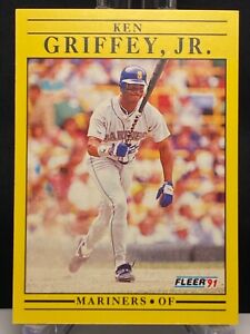 1991 Fleer #450A Ken Griffey Jr. Bat Around .300 Seattle Mariners 🔥 🔥