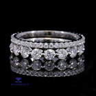 Simulated Diamond Set Of Two Eternity Band Solid 14K White Gold 2.5 CT Round Cut