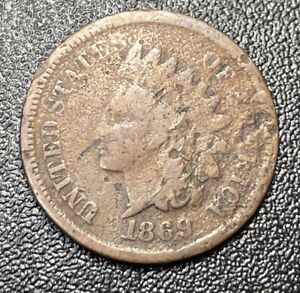1869 Indian Head Cent Penny Key Date Fine Details