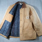 Vintage CARHARTT Blanket Lined Chore Barn Field Work Coat USA Size 44 Distressed