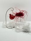 Vintage Pier One Glass Bird Ornaments Christmas Lot Of 3 Red White Feathers