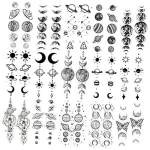15 Sheets Realistic Space Planets Chain Temporary Tattoos For Women Men Arm