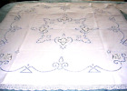 ANTIQUE TABLECLOTH LACE WITH CUT OUR WORK 6 NAPKINS COTTON WHITE 42