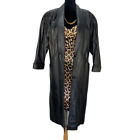 Vintage Long Black Leather Coat Mob Wife Chic - Women's Size M