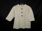 Kilronan Ireland L Ivory White Merino Wool Cardigan Sweater 3/4 Sleeve Irish Lg