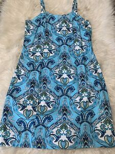 Vintage 90s Y2K Route 66 Women's Babydoll Dress Blue Paisley Medium NWT Cotton