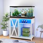 40-50 Gal Fish Tank Stand Metal Aquarium Stand w/Cabinet&Power Outlets/LED Light
