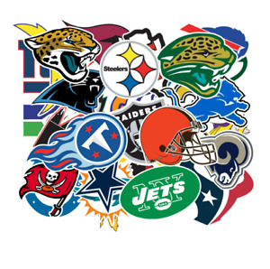32 Pcs Stickers NFL All 32 Teams LOGO NFL Luggage Skateboard Car Laptop Vinyl