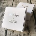 40 White Wedding Favor Boxes Personalised Silver Foil Party favour guest Gift