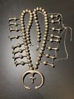 Native American Squash Blossom Sterling 26 3/4” Necklace Vintage Needs Repair