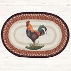 Rustic Rooster Braided Oval Rug - Handwoven 100% Natural Jute and Hand-Stenciled