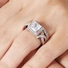 4ct Princess cut 14k White Gold Sterling Lab Created Diamond Wedding Ring Set