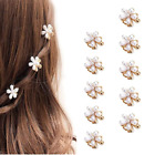 10 Pcs Small Pearl Hair Clips Mini Pearl Claw Clips with Flower Design, Sweet Ar