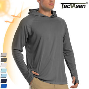 Tacvasen UPF50+ Mens Sun Skin Protection T-Shirts Outdoor Fishing Casual Hoodies