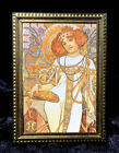 Alphonse Mucha Art Nouveau Deco Metal Frame Woman Holding Bread Mini Print