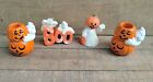 Lot Of 4 Vintage Ghost & 2 Pumpkin Candles And 2 Ceramic Candle Holders
