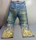 Very Rare DIESEL Ravi Button Fly Painted Jeans Size 34 x 34 Made in Italy