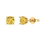 2ct Round Cut Natural Citrine Stud Gift Earrings Real 14k Yellow Gold Push Back