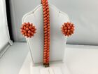 Vintage Coral Bracelet And Earrings