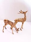 Vintage Brass Deer Pair, Doe And Buck, Mid Century Modern Figurines
