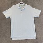 Tasc Polo Mens Medium Blue White Striped Performance Golf Shirt Short Sleeve S/S