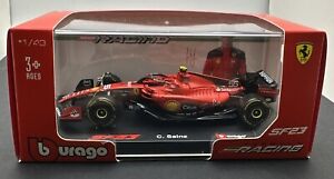 Burago F1 Ferrari SF23 Carlos Sainz 1/43 Scale Red Acrylic Box