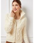 Talbots Natural White Cable Knit Zip Front Cardigan Size 2X - MSRP $149