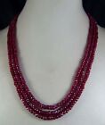 Beautiful 3 Rows 2x4mm Faceted Natural Dark Red Ruby Beads Necklace 17-19''