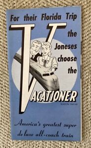 Atlantic Coast Line Railroad Season 1941-42 Brochure/Schedule:”Vacationer”