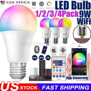 New ListingE26 WiFi Smart LED Light Bulbs 9W RGB Colour Changing for Alexa Google Home APP