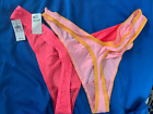 2 Pack Aerie Nylon Spandex Microfiber Hi-Cut Thongs Size L Pink, Rose