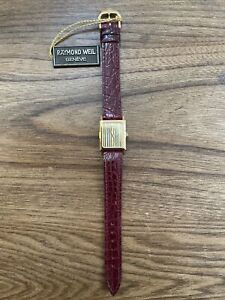 raymond weil 18k gold women's watch geneve electroplated red leather strap