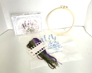 Embroidery Beginners Cross Stitch Kit With Hoop ~ Lavender