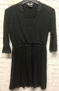 Theory Dress Black Silk Long Sleeve Short V-Neck Small