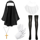 US Women's Adult Halloween Nun Cosplay Naughty Costume Shiny Metallic  Costumes
