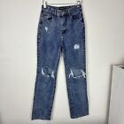 PrettyLittleThing High Waisted Ripped Distressed Blue Jeans Women’s Size 4
