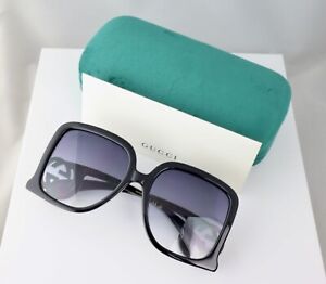 Gucci GG1326S 001 58mm Square Black Women Sunglasses with Light Grey Lens