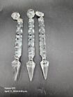 Lot Of 3 Antique Vintage Chandelier Prisms Glass Crystal Long Spear Replacement