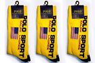 3-pack Polo Sport Men's Crew Socks - Ralph Lauren American USA Flag Yellow - NWT