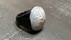 Art Deco Black and white chunky dome Bakelite ring size 10