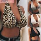 Women Leopard Halter Neck Vest Crop Top Bralet Bandage Club Bra Tank Cami Sexy
