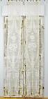 Beautiful Pair Long Antique French  Cornely Lace & Applique Curtains / Drapes