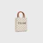 CELINE  MINI VERTICAL CABAS IN TRIOMPHE CANVAS AND CALFSKIN New w/Tag & Box