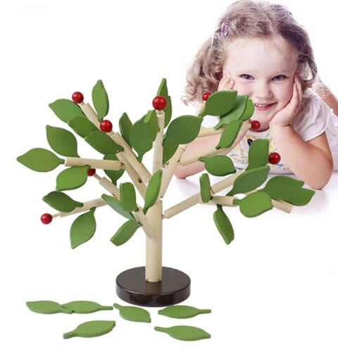 WOODEN APPLE TREE, Educational learning Montessori toys 3D for kids toddlers