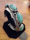 Antique Old heavy ingot coin Silver Native American Turquoise Bracelet Navajo
